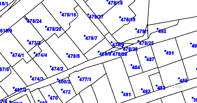 Parcela st. 478/8 v KÚ Lesná, Katastrální mapa