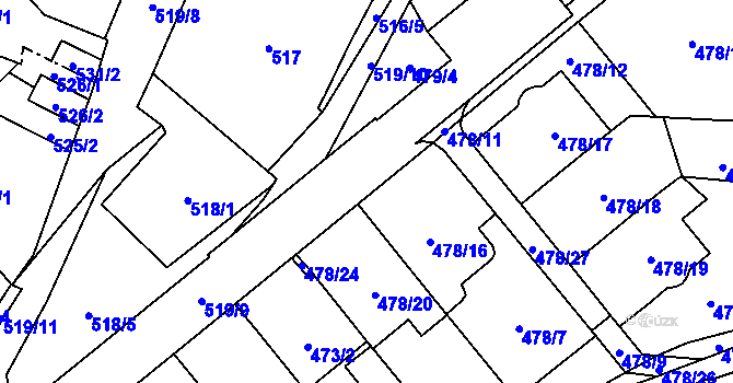 Parcela st. 478/15 v KÚ Lesná, Katastrální mapa
