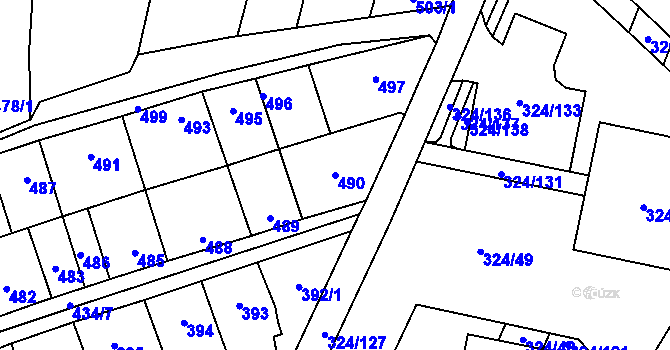 Parcela st. 490 v KÚ Lesná, Katastrální mapa