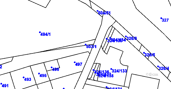 Parcela st. 503/1 v KÚ Lesná, Katastrální mapa