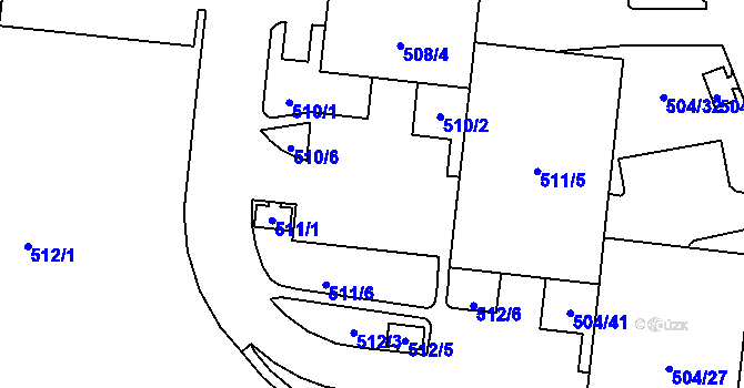 Parcela st. 511/2 v KÚ Lesná, Katastrální mapa