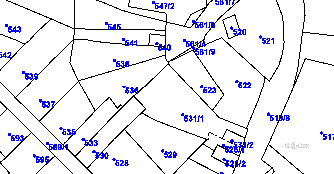 Parcela st. 532 v KÚ Lesná, Katastrální mapa