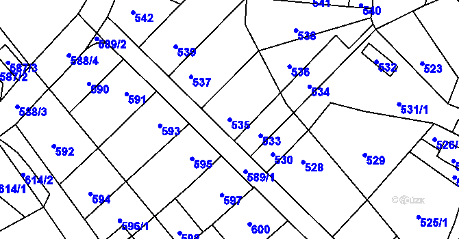 Parcela st. 535 v KÚ Lesná, Katastrální mapa
