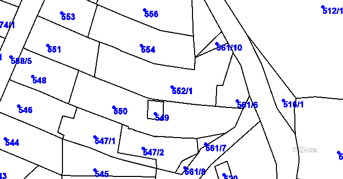 Parcela st. 552 v KÚ Lesná, Katastrální mapa