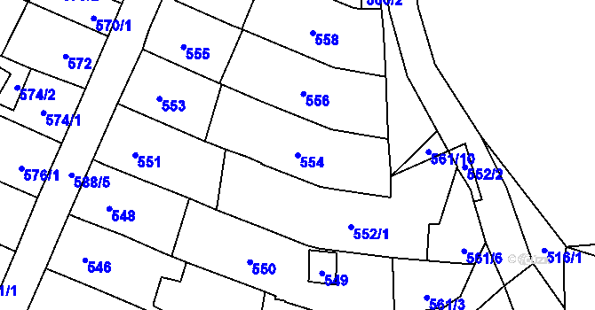 Parcela st. 554 v KÚ Lesná, Katastrální mapa