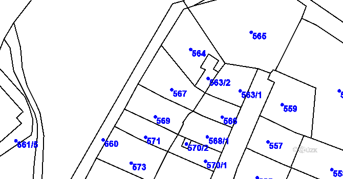 Parcela st. 567 v KÚ Lesná, Katastrální mapa
