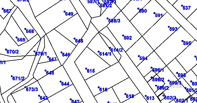 Parcela st. 614/1 v KÚ Lesná, Katastrální mapa