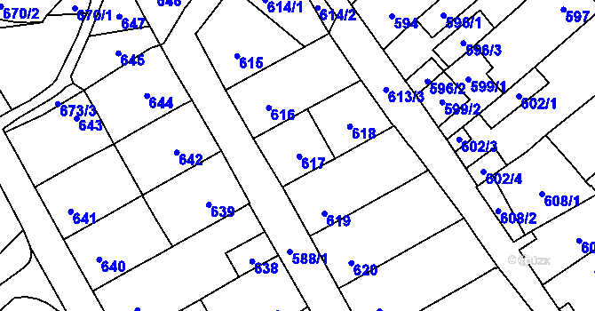 Parcela st. 617 v KÚ Lesná, Katastrální mapa