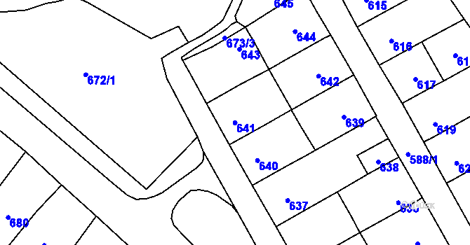 Parcela st. 641 v KÚ Lesná, Katastrální mapa