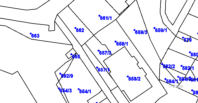 Parcela st. 657/3 v KÚ Lesná, Katastrální mapa