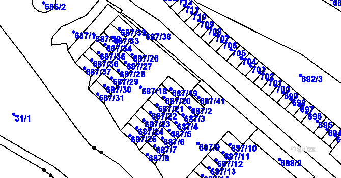 Parcela st. 687/19 v KÚ Lesná, Katastrální mapa