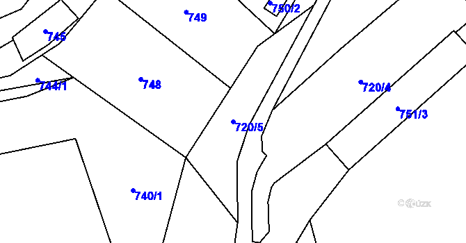 Parcela st. 720/5 v KÚ Lesná, Katastrální mapa