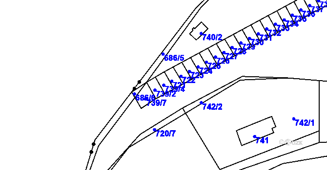 Parcela st. 739/4 v KÚ Lesná, Katastrální mapa