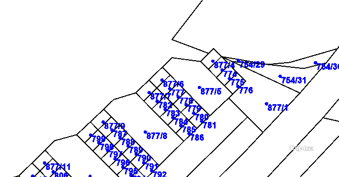 Parcela st. 777 v KÚ Lesná, Katastrální mapa