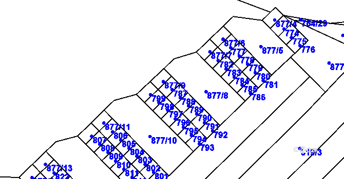 Parcela st. 787 v KÚ Lesná, Katastrální mapa