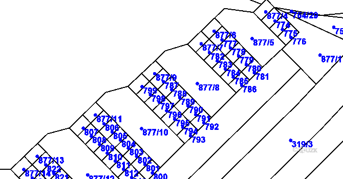 Parcela st. 788 v KÚ Lesná, Katastrální mapa