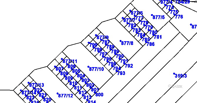 Parcela st. 797 v KÚ Lesná, Katastrální mapa