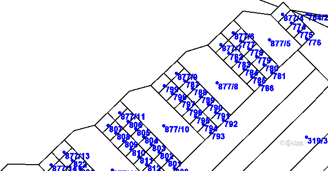 Parcela st. 799 v KÚ Lesná, Katastrální mapa
