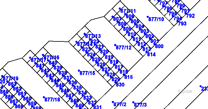 Parcela st. 819 v KÚ Lesná, Katastrální mapa