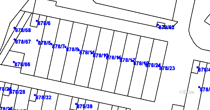 Parcela st. 878/15 v KÚ Lesná, Katastrální mapa