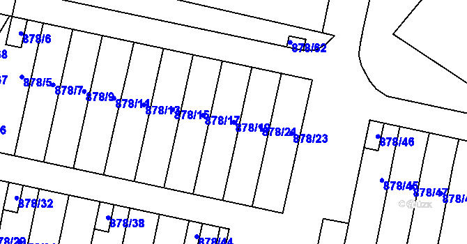 Parcela st. 878/19 v KÚ Lesná, Katastrální mapa
