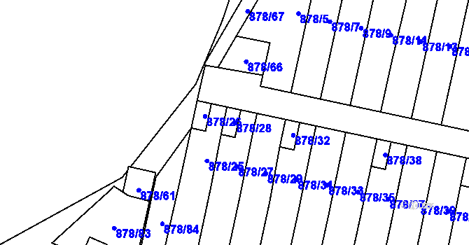 Parcela st. 878/28 v KÚ Lesná, Katastrální mapa