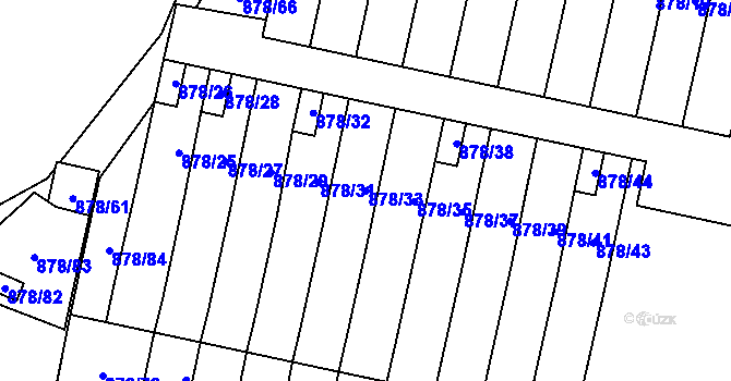 Parcela st. 878/33 v KÚ Lesná, Katastrální mapa