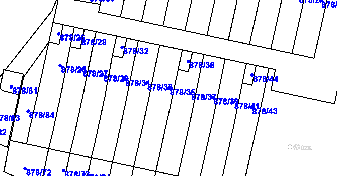 Parcela st. 878/35 v KÚ Lesná, Katastrální mapa