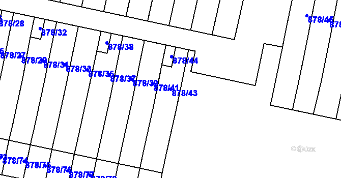 Parcela st. 878/43 v KÚ Lesná, Katastrální mapa