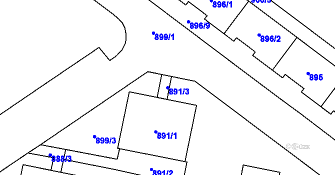 Parcela st. 891/3 v KÚ Lesná, Katastrální mapa