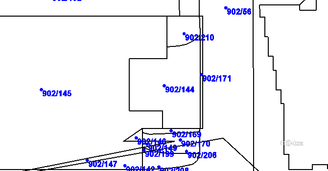 Parcela st. 902/144 v KÚ Lesná, Katastrální mapa