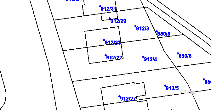 Parcela st. 912/22 v KÚ Lesná, Katastrální mapa