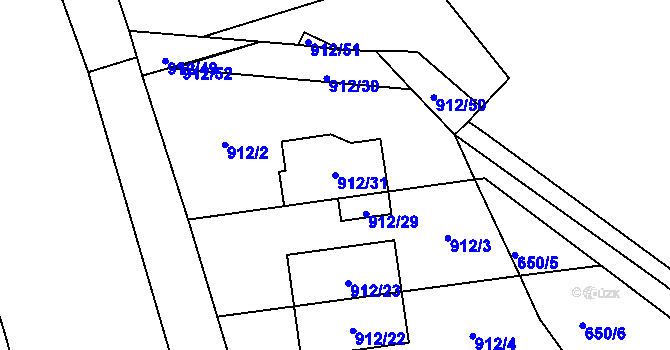 Parcela st. 912/31 v KÚ Lesná, Katastrální mapa