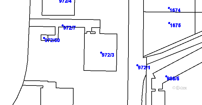 Parcela st. 972/3 v KÚ Lesná, Katastrální mapa