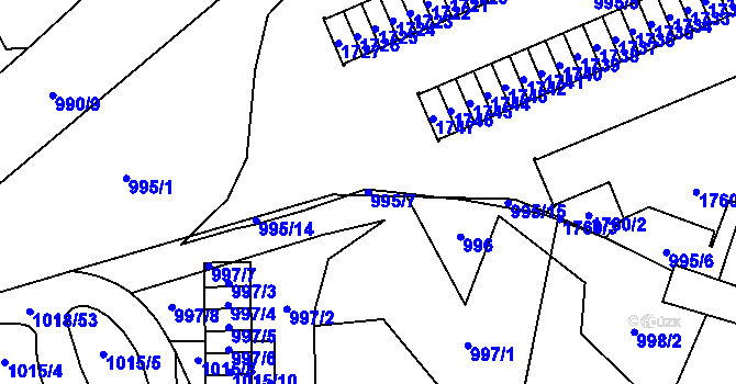 Parcela st. 995/7 v KÚ Lesná, Katastrální mapa
