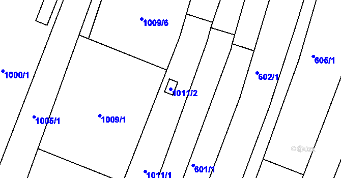 Parcela st. 1011/2 v KÚ Lesná, Katastrální mapa