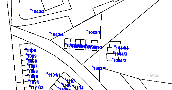 Parcela st. 1092 v KÚ Lesná, Katastrální mapa