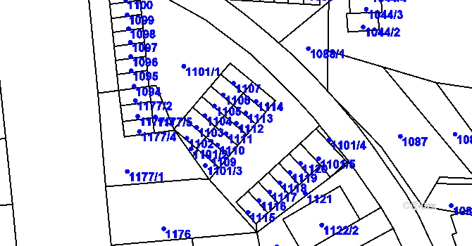 Parcela st. 1112 v KÚ Lesná, Katastrální mapa
