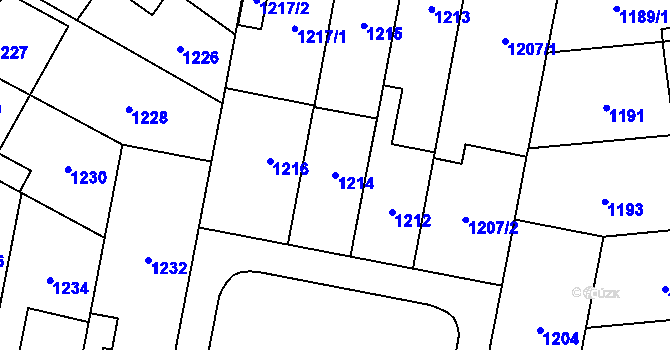 Parcela st. 1214 v KÚ Lesná, Katastrální mapa
