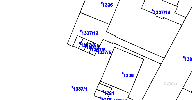 Parcela st. 1337/5 v KÚ Lesná, Katastrální mapa