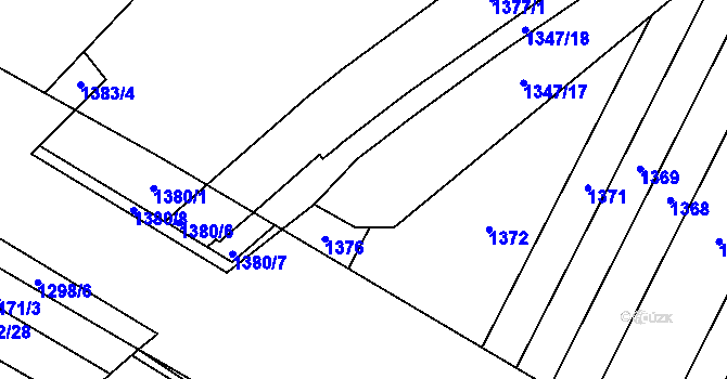 Parcela st. 1347/52 v KÚ Lesná, Katastrální mapa