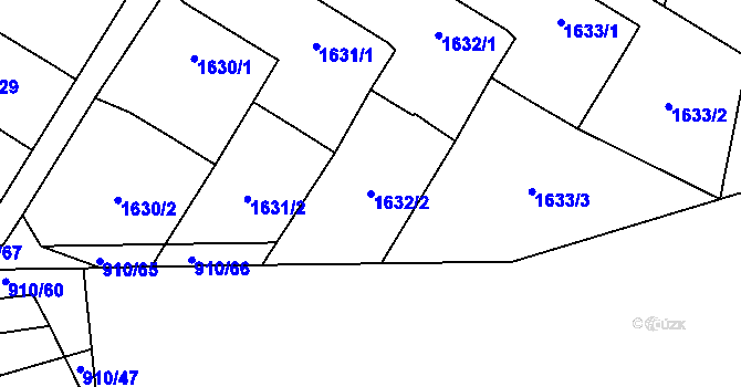 Parcela st. 1632/2 v KÚ Lesná, Katastrální mapa