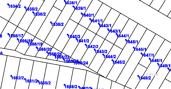 Parcela st. 1642/2 v KÚ Lesná, Katastrální mapa