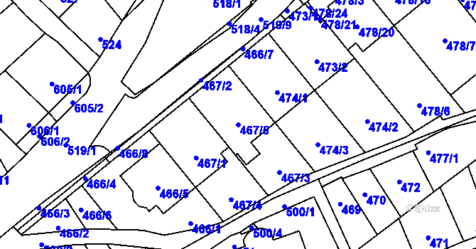 Parcela st. 467/5 v KÚ Lesná, Katastrální mapa