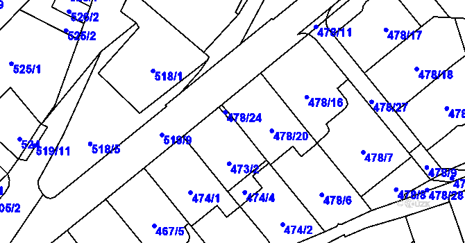 Parcela st. 478/21 v KÚ Lesná, Katastrální mapa