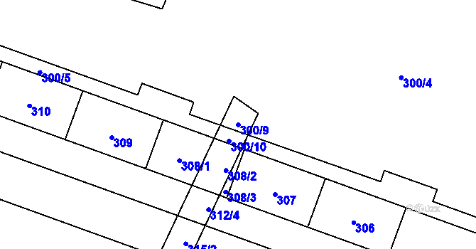 Parcela st. 300/9 v KÚ Lesná, Katastrální mapa