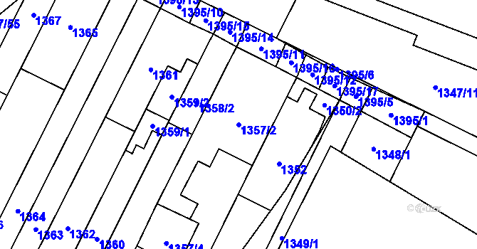 Parcela st. 1357/2 v KÚ Lesná, Katastrální mapa