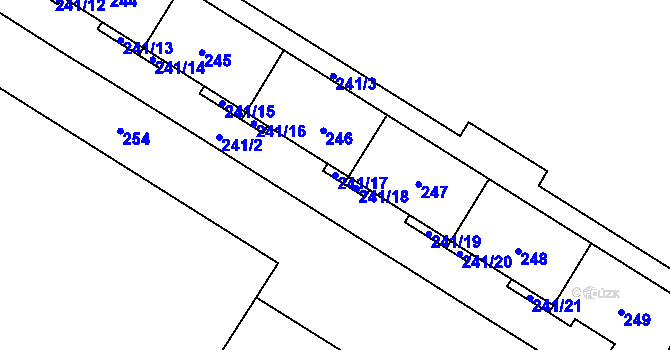 Parcela st. 241/17 v KÚ Lesná, Katastrální mapa