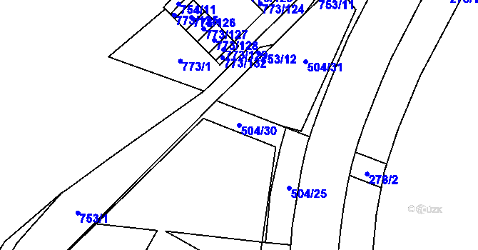 Parcela st. 504/30 v KÚ Lesná, Katastrální mapa