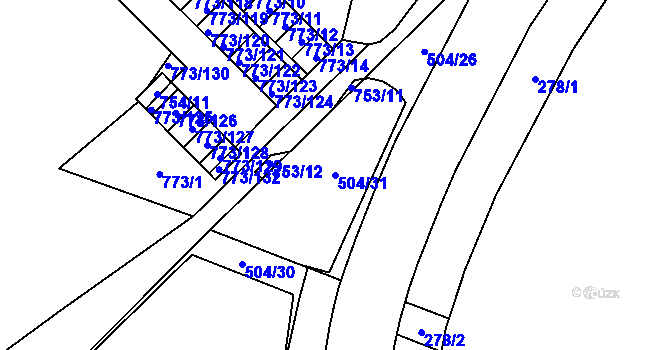 Parcela st. 504/31 v KÚ Lesná, Katastrální mapa